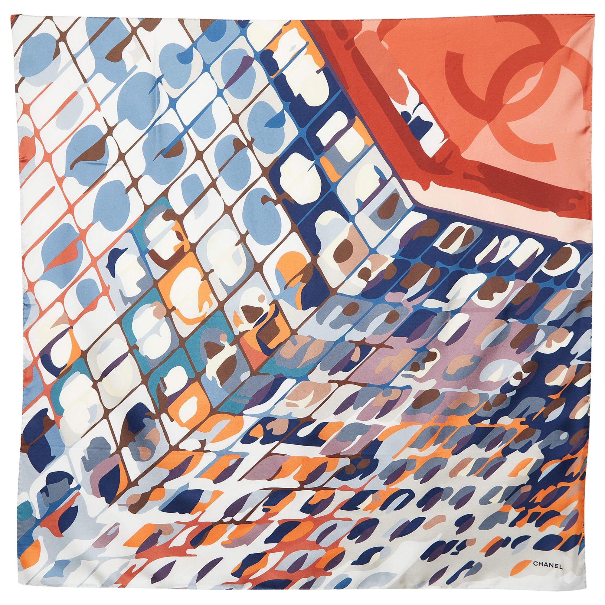 Chanel Multicolor Abstract Print Silk Square Scarf