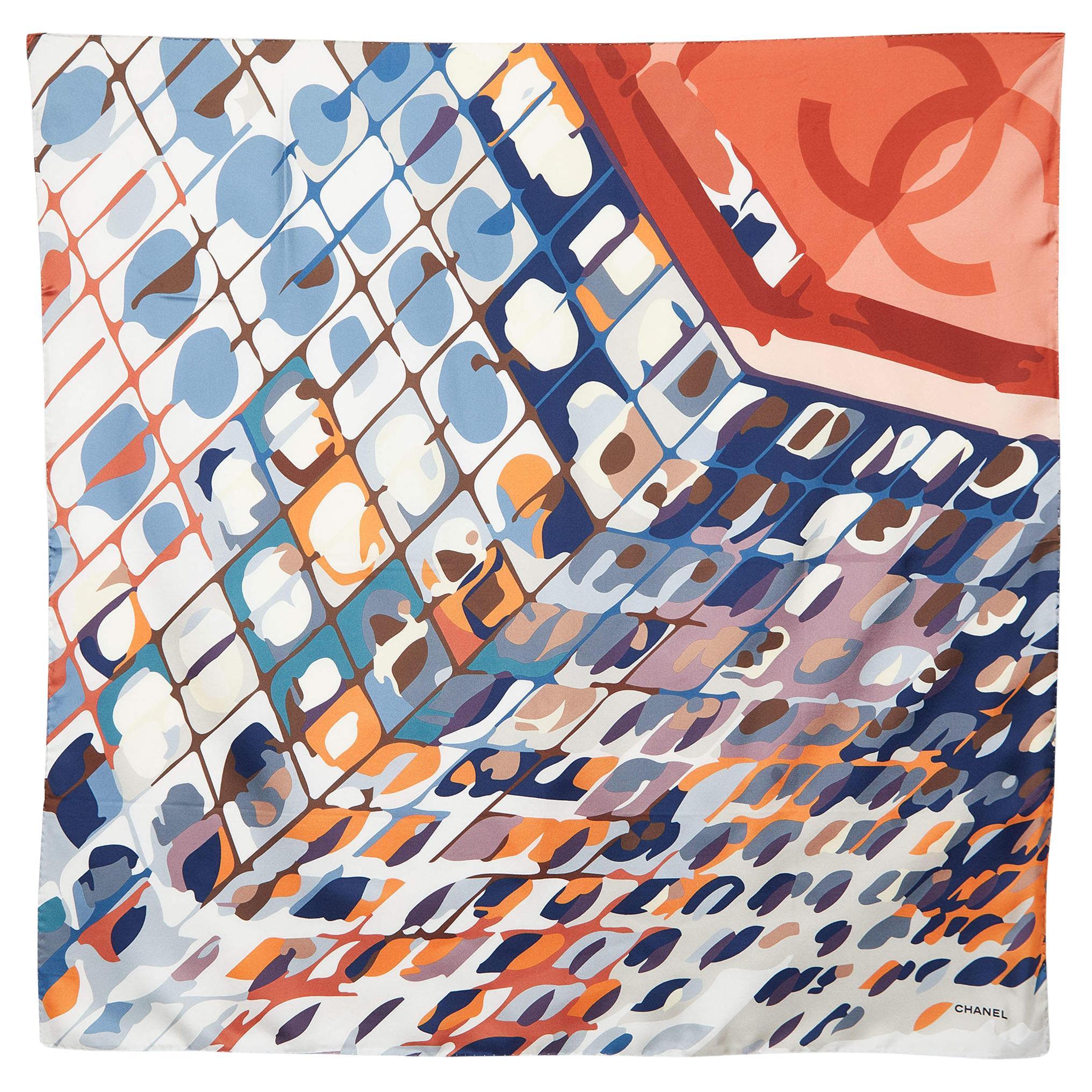 Chanel Multicolor Abstract Print Silk Square Scarf