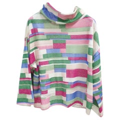 Chanel Top dolcevita in maglia stampata astratta multicolore