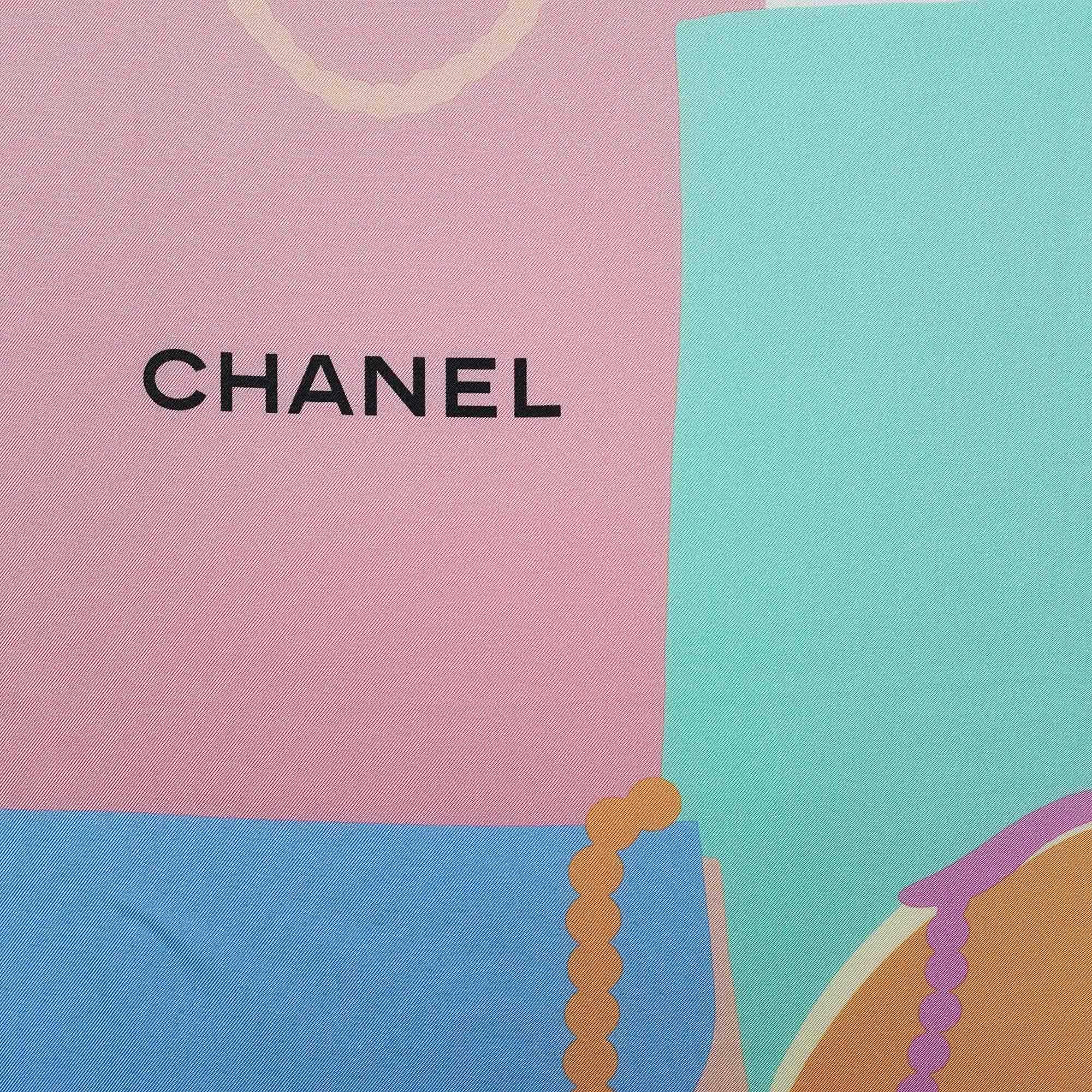 Chanel Multicolor Bags Print Silk Scarf In Excellent Condition In Dubai, Al Qouz 2
