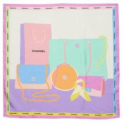Chanel Multicolor Bags Print Silk Scarf