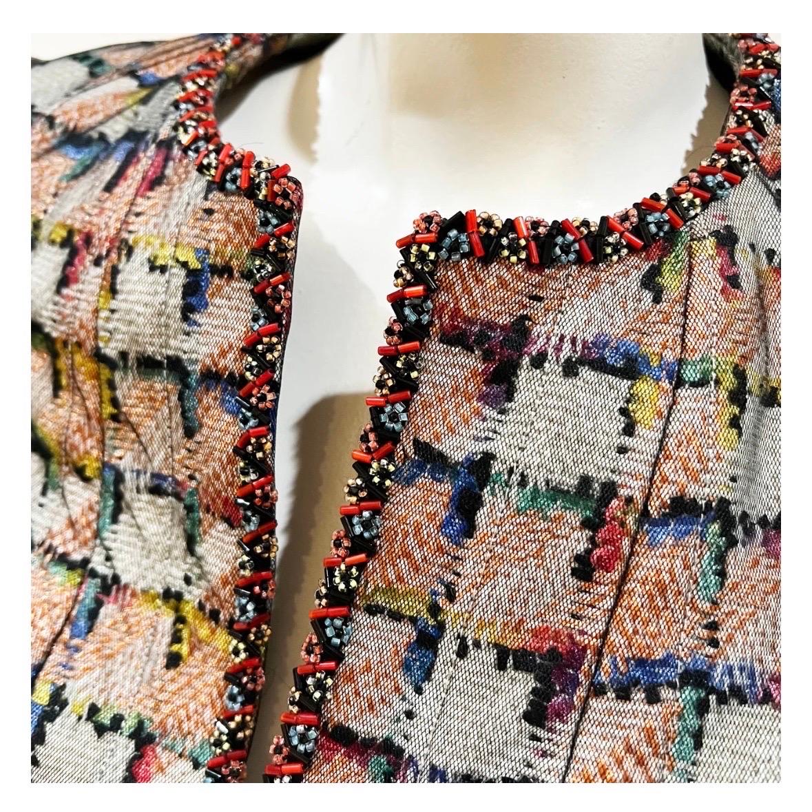 Brown Chanel Multicolor Beaded Trim Jacket Cruise1998