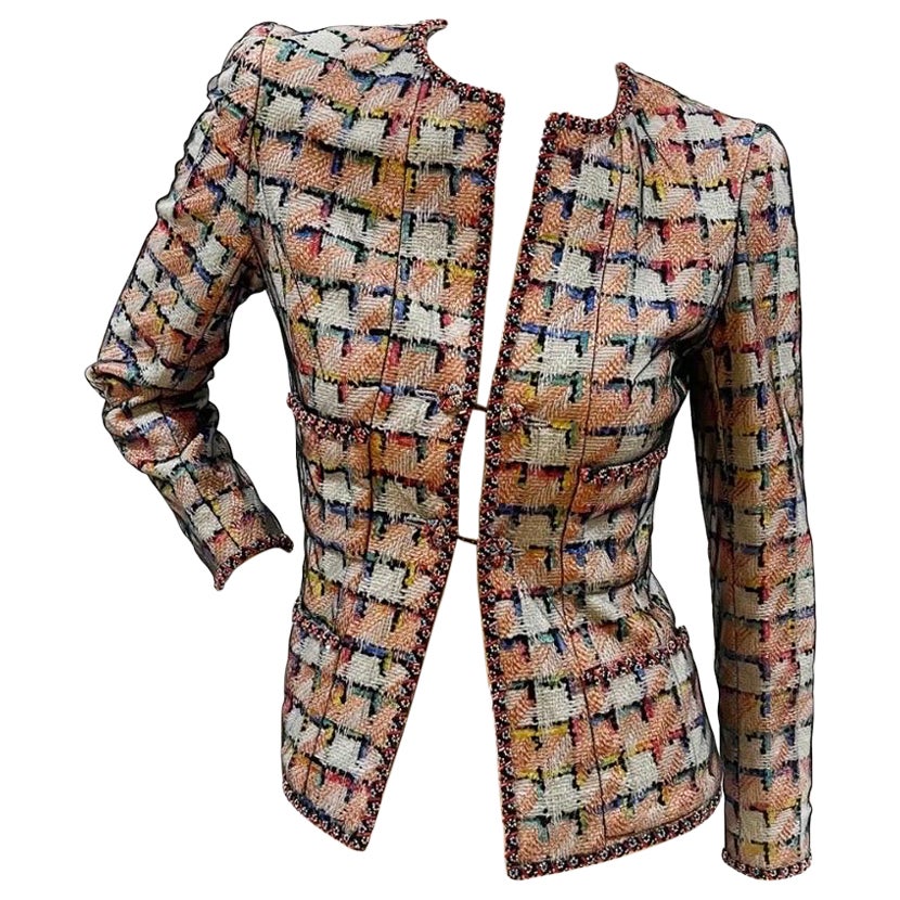 Chanel Multicolor Beaded Trim Jacket Cruise1998
