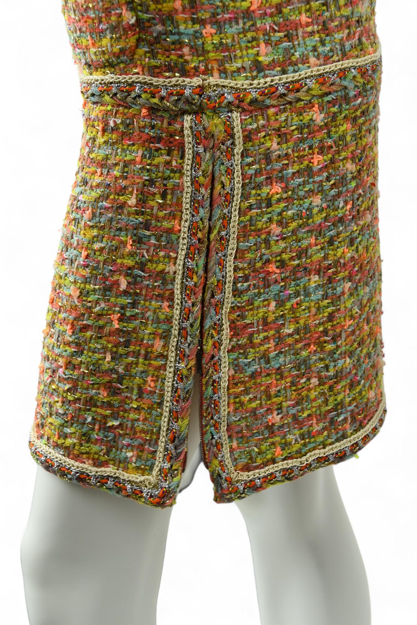 Chanel Vestido Bouclé Multicolor Sin Mangas  Talla 4 US en venta 10