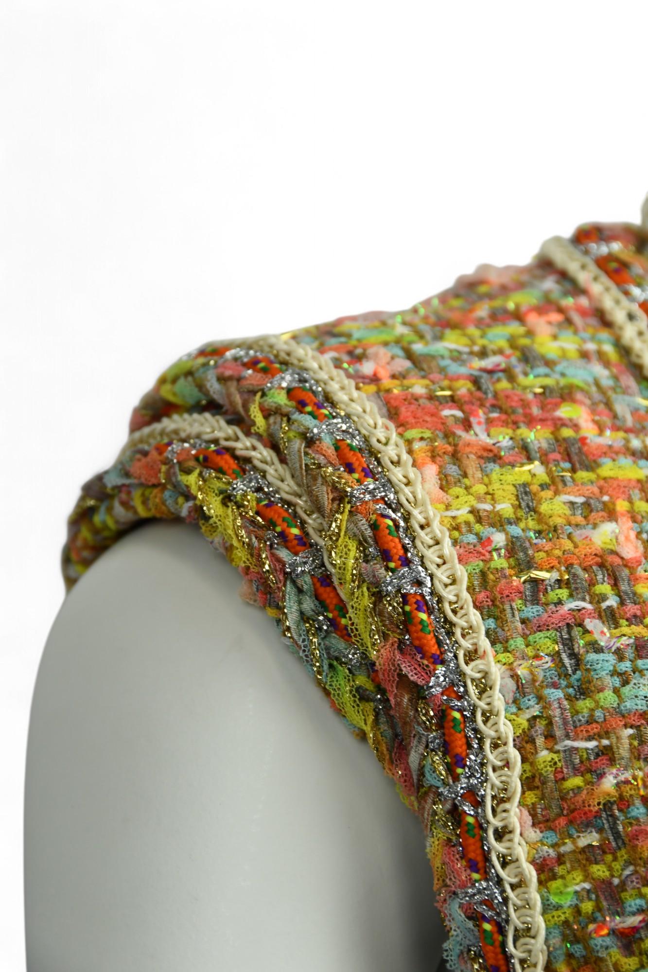 Chanel Vestido Bouclé Multicolor Sin Mangas  Talla 4 US en venta 4