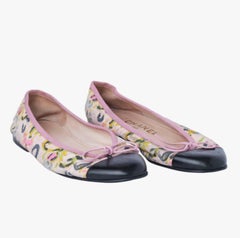 Chanel Multicolor Canvas and Patent Leather Cap-Toe Ballet Flats - '00s