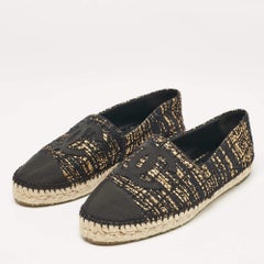 Chanel Multicolor Canvas and Tweed CC Espadrille Flats Size 38