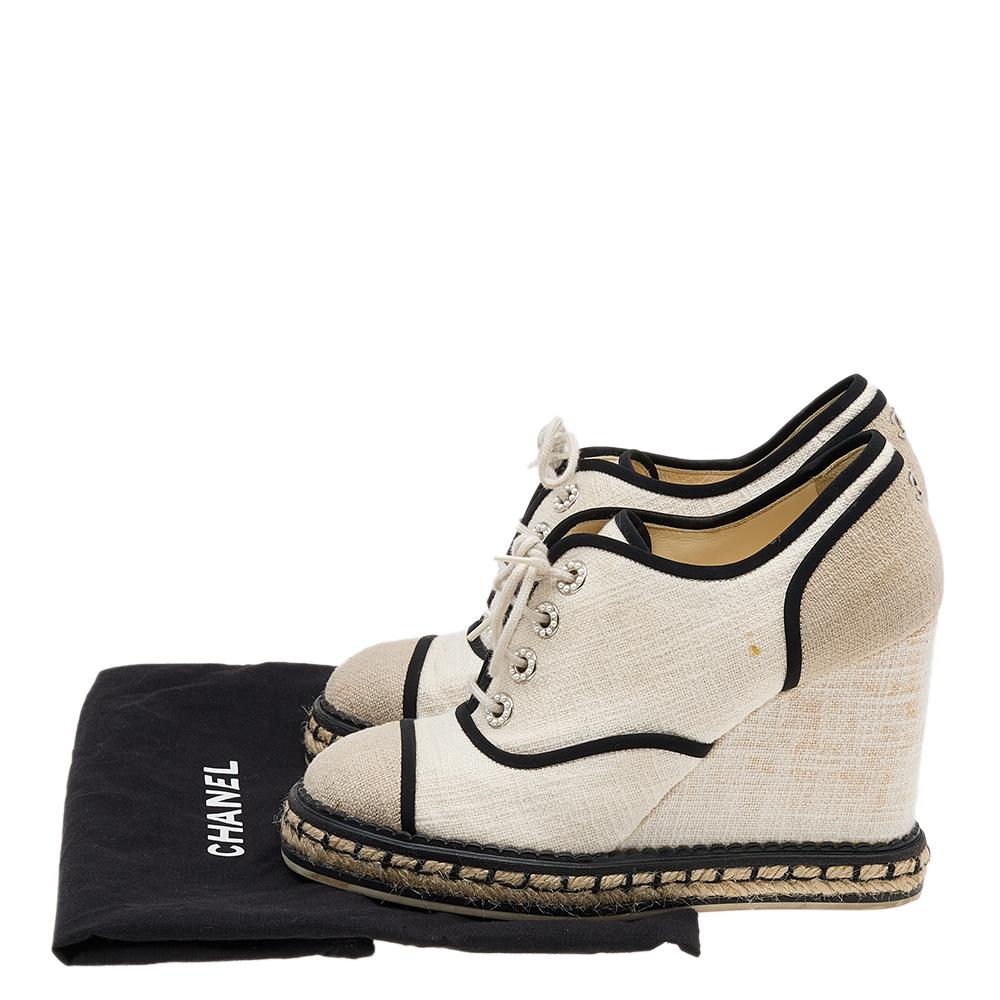 Chanel Multicolor Canvas CC Wedge Sneakers Size 36.5 1