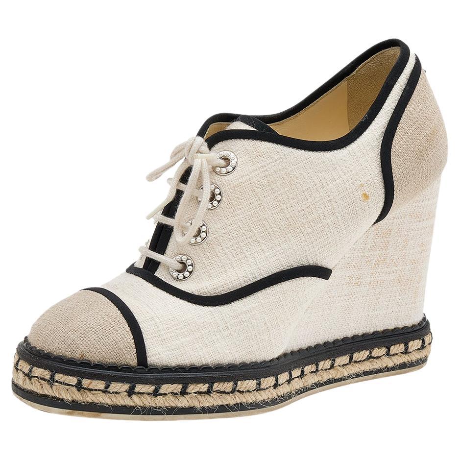 Ladies Spot On Canvas Wedge Shoes