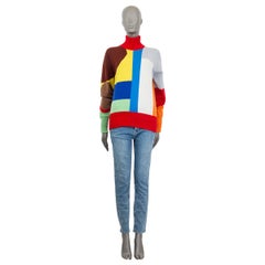 CHANEL cachemire multicolore COLORBLOCK TURTLENECK Pull 38 S