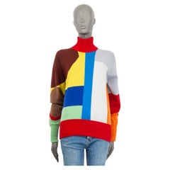 CHANEL multicolor cashmere COLORBLOCK TURTLENECK Sweater 38 S