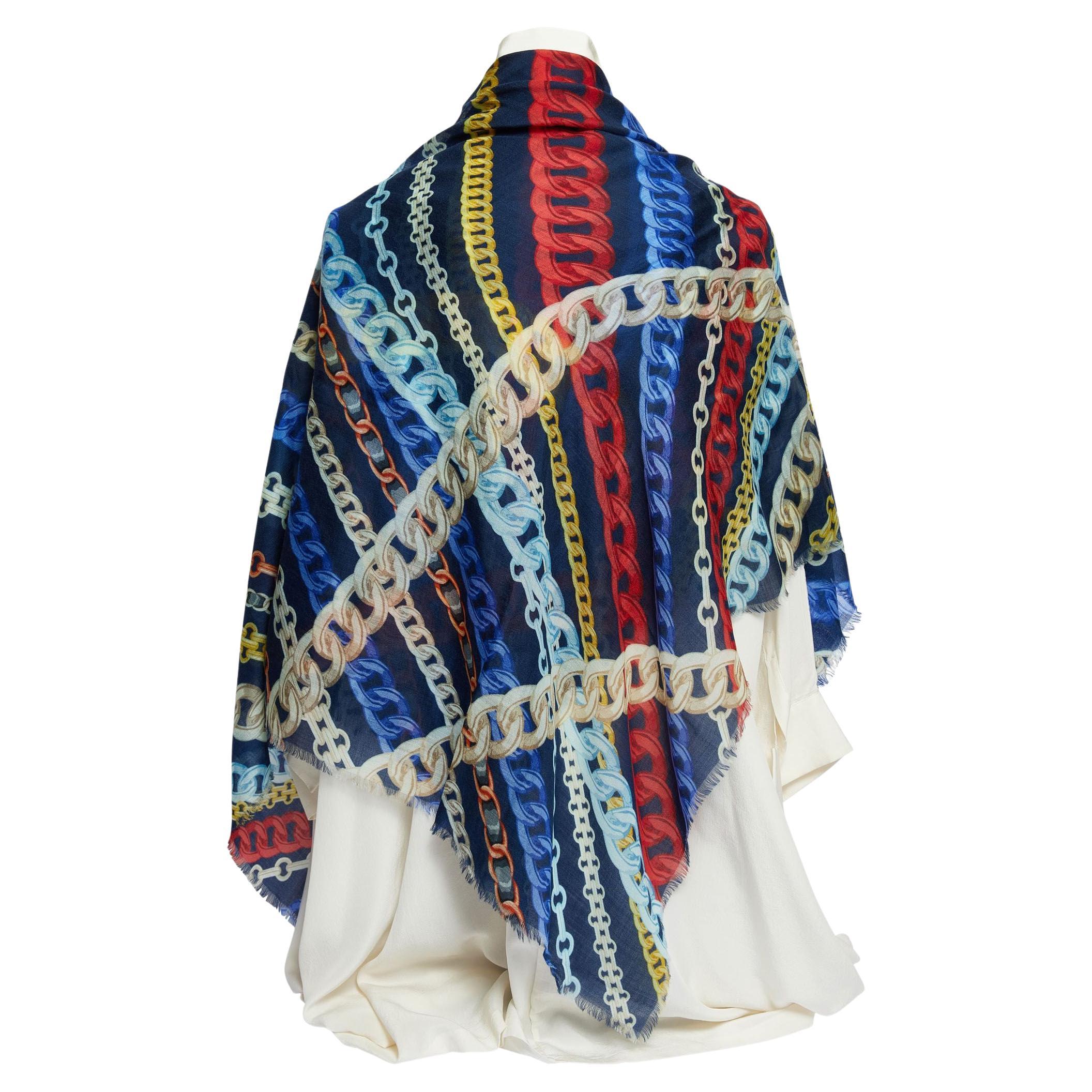 Chanel Multicolor Chains Cashmere Scarf For Sale