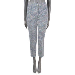 CHANEL multicolor cotton 2014 14S CROPPED TWEED Pants 36 XS