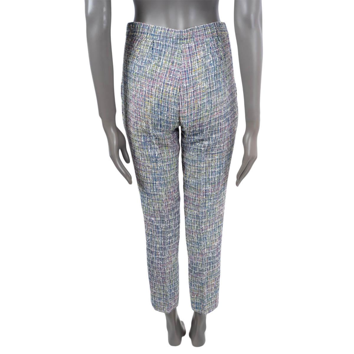 Women's CHANEL multicolor cotton 2014 14S CROPPED TWEED Pants 36 XS For Sale