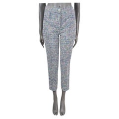 CHANEL multicolor cotton 2014 14S CROPPED TWEED Pants 36 XS