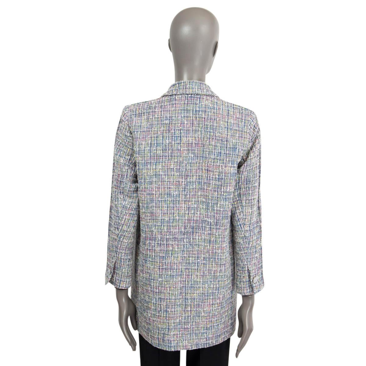 CHANEL multicolor cotton 2014 14S SINGLE BUTTON TWEED Coat Jacket 38 S For Sale 1