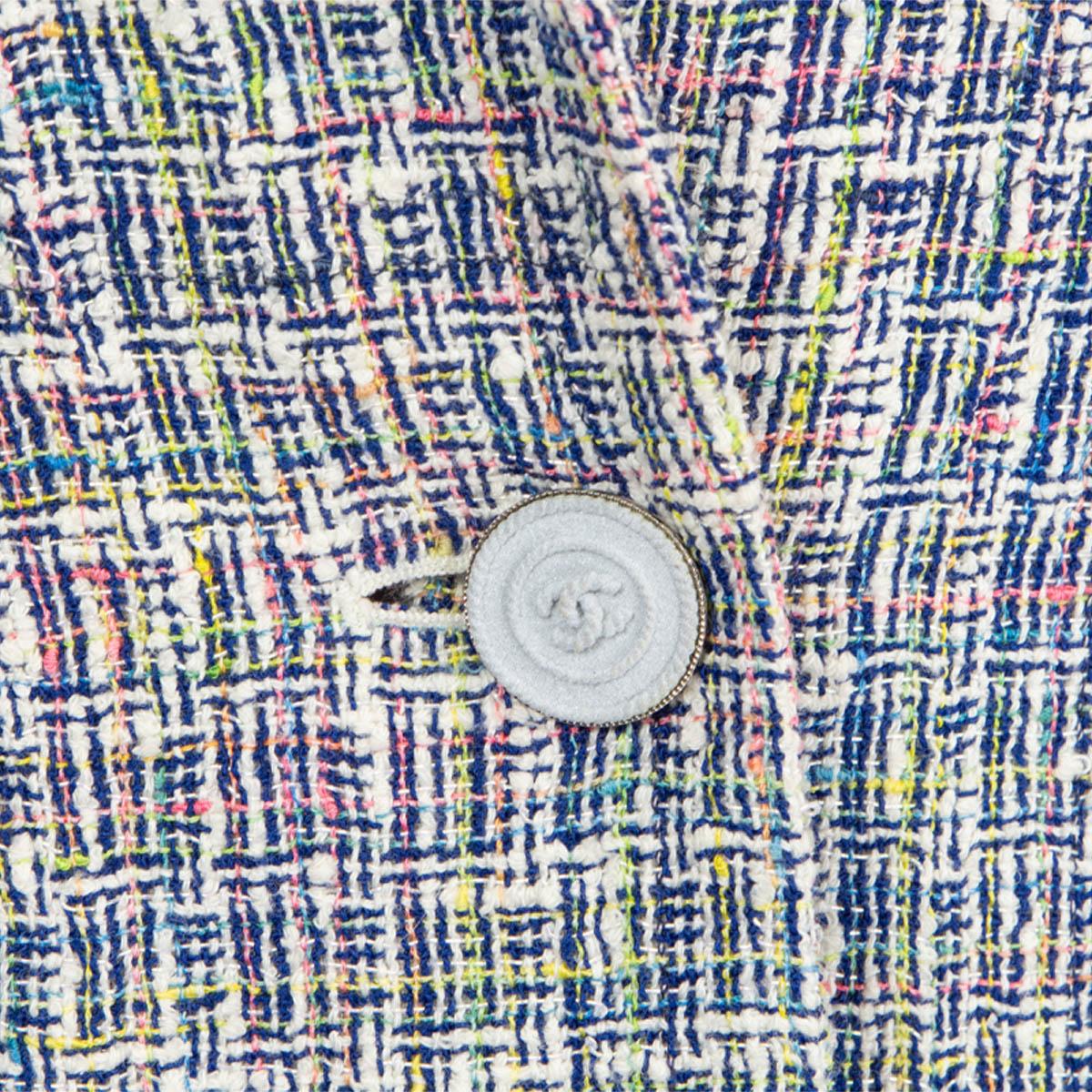 CHANEL multicolor cotton 2014 14S SINGLE BUTTON TWEED Coat Jacket 38 S For Sale 2