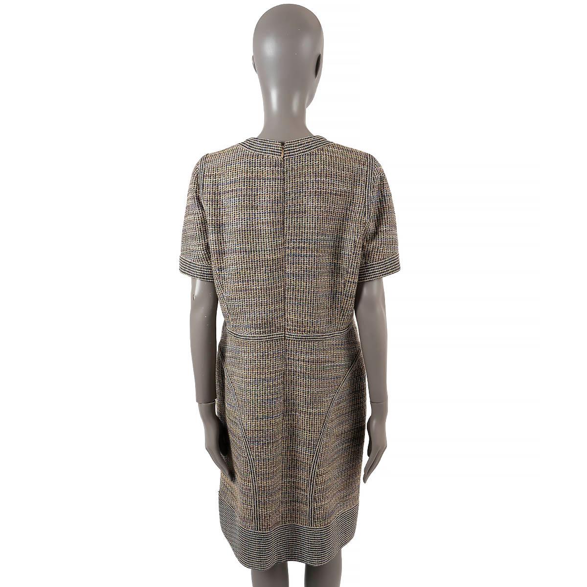 Women's CHANEL multicolor cotton 2015 15S LUREX TWEED Dress 48 XL For Sale