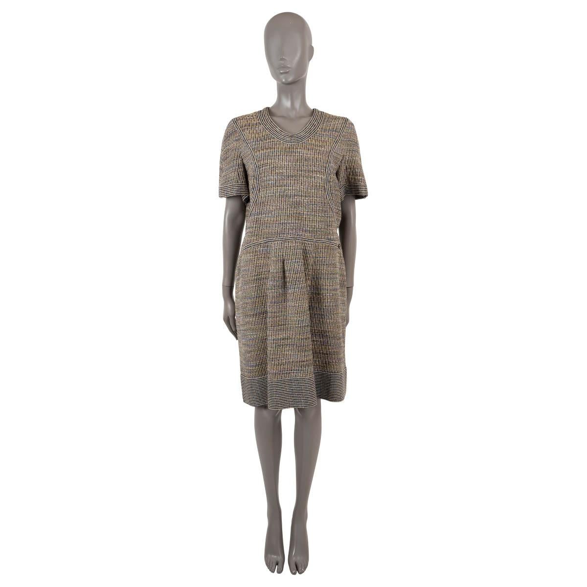CHANEL multicolor cotton 2015 15S LUREX TWEED Dress 48 XL For Sale 1