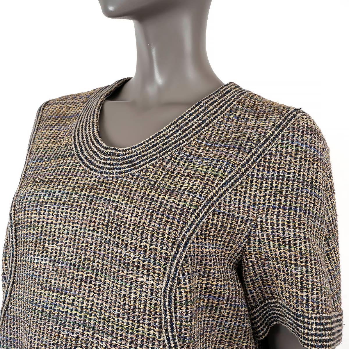 CHANEL multicolor cotton 2015 15S LUREX TWEED Dress 48 XL For Sale 2