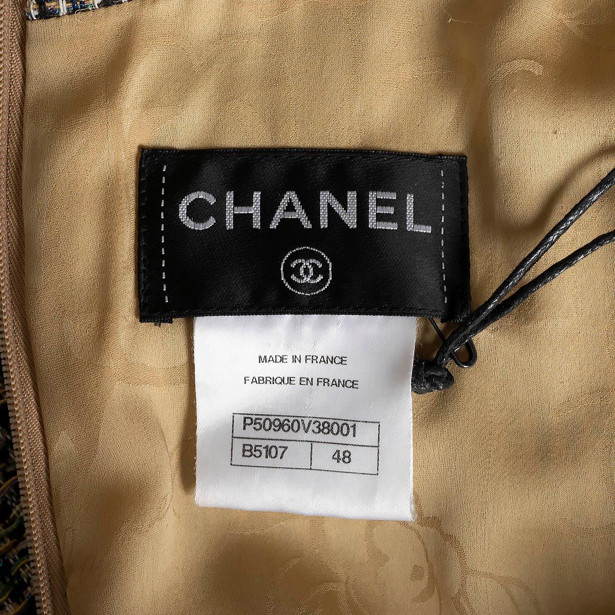 CHANEL multicolor cotton 2015 15S LUREX TWEED Dress 48 XL For Sale 4