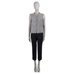 CHANEL multicolor cotton 2017 17P PEARL EMBELLISHED TWEED Vest Jacket 40 M
