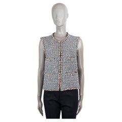 CHANEL veste gilet en coton multicolore 2017 17P PEARL EMBELLISHED TWEED 40 M