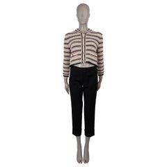 CHANEL multicolor cotton 24P LUREX STRIPED Cardigan Sweater 38 S