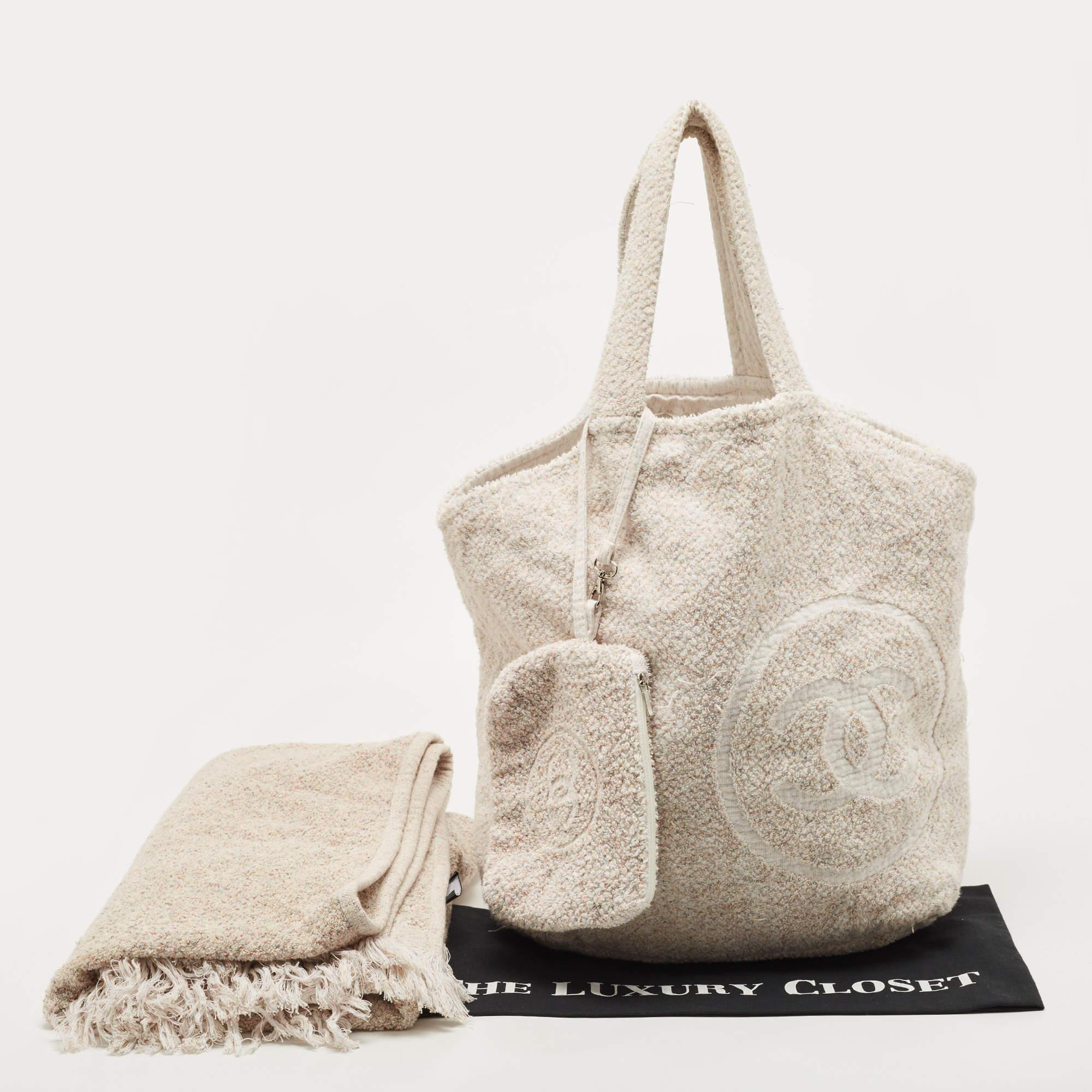 Chanel Multicolor Cotton Fabric CC Terrycloth Beach Bag and Towel Set 7