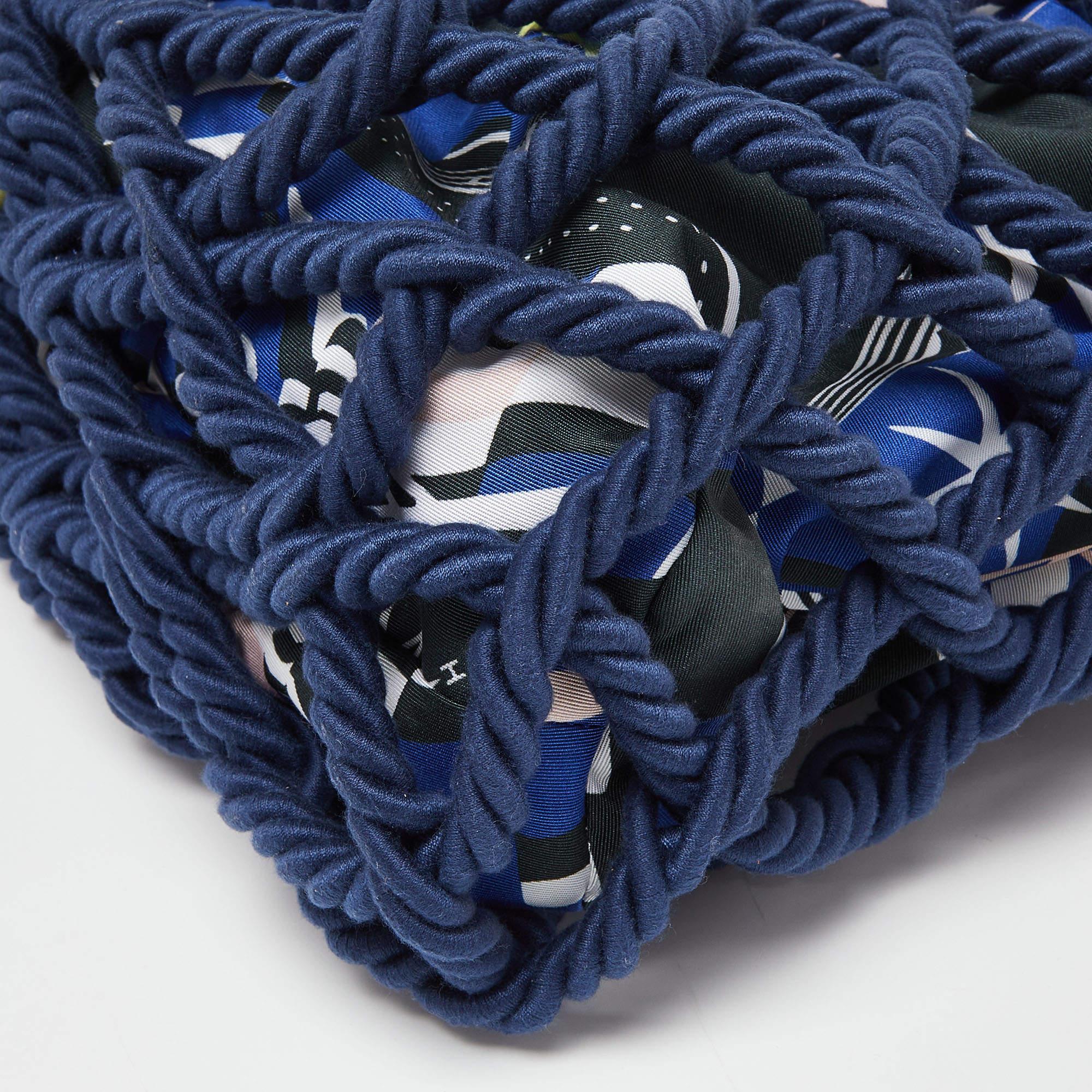Chanel Multicolor Cotton Rope Large Shopper Tote In Good Condition For Sale In Dubai, Al Qouz 2