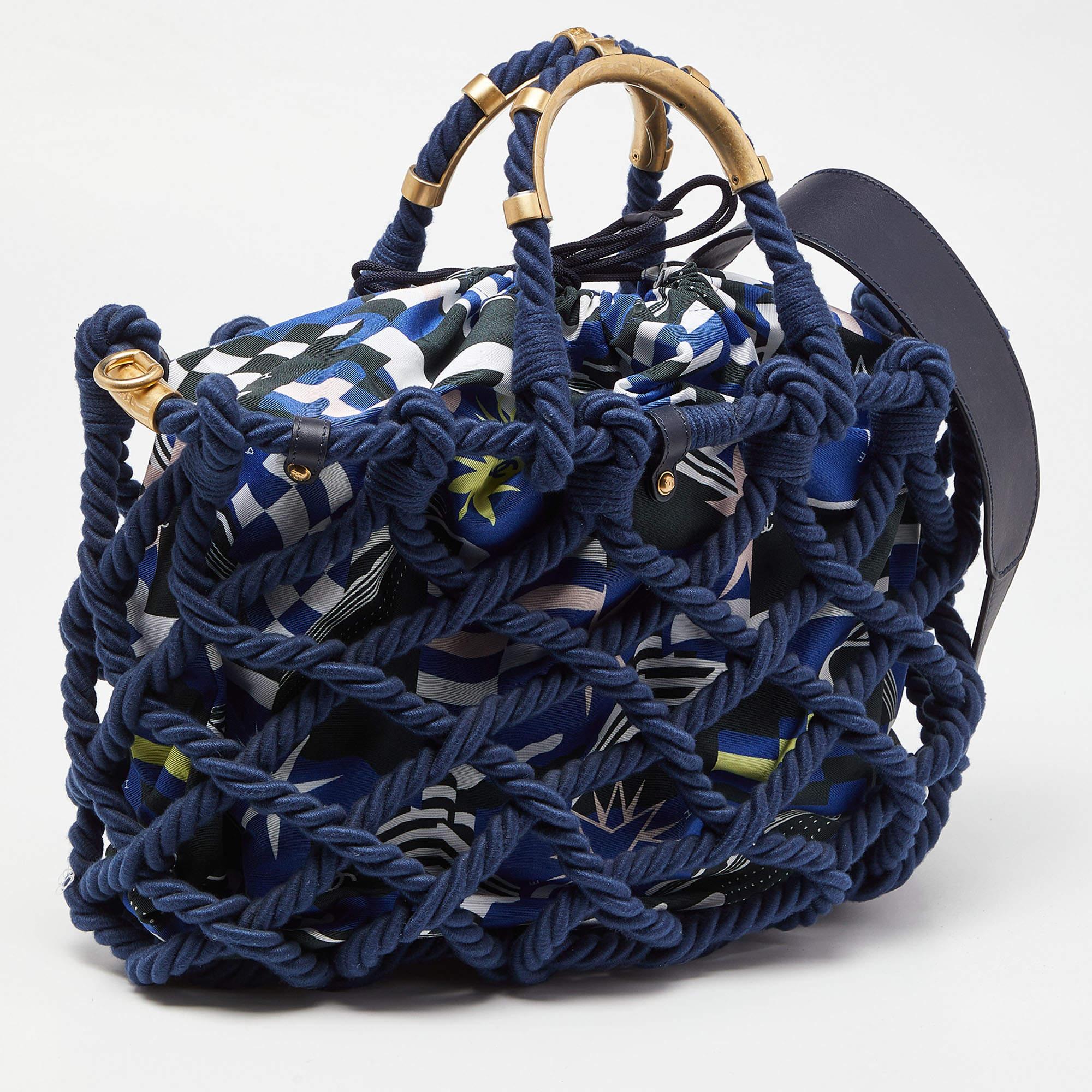 Chanel Multicolor Cotton Rope Large Shopper Tote In Good Condition In Dubai, Al Qouz 2