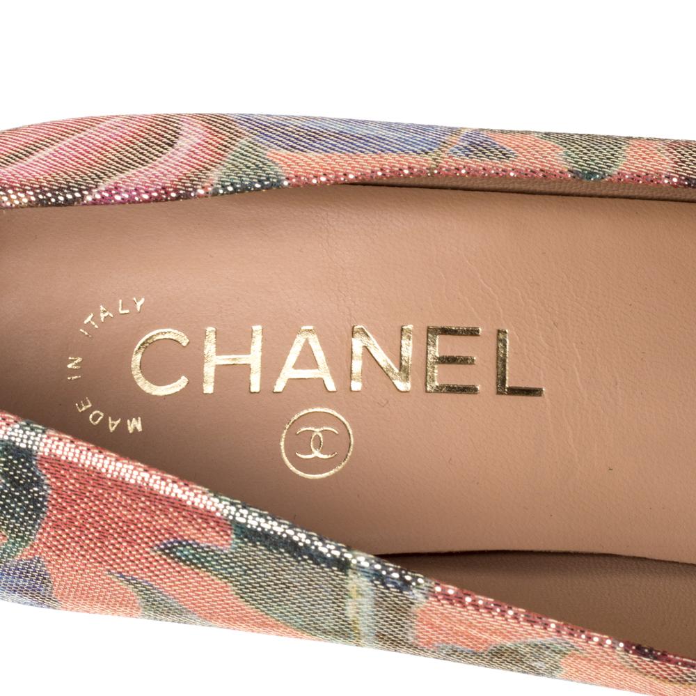 Chanel Multicolor Crepe Leather Cap Toe Paris Dubai Platform Pumps Size 39 3