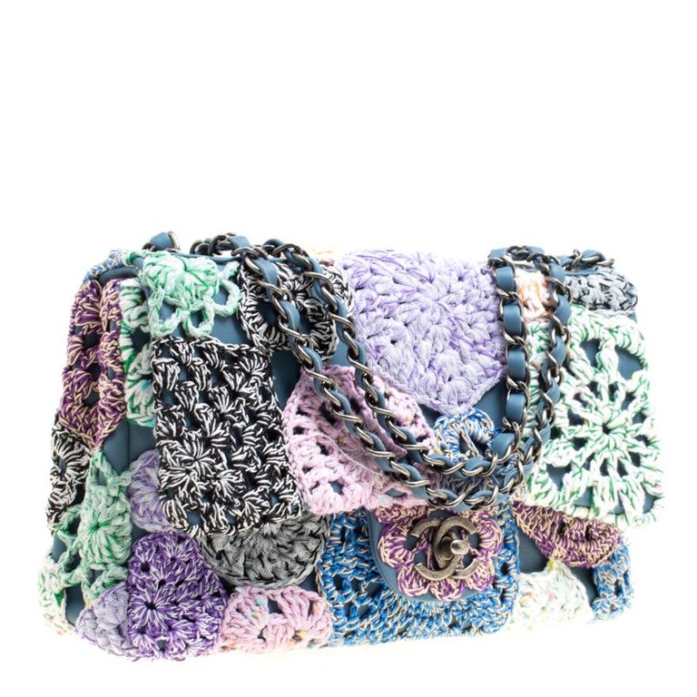 Chanel Multicolor Crochet and Leather Medium Classic Single Flap