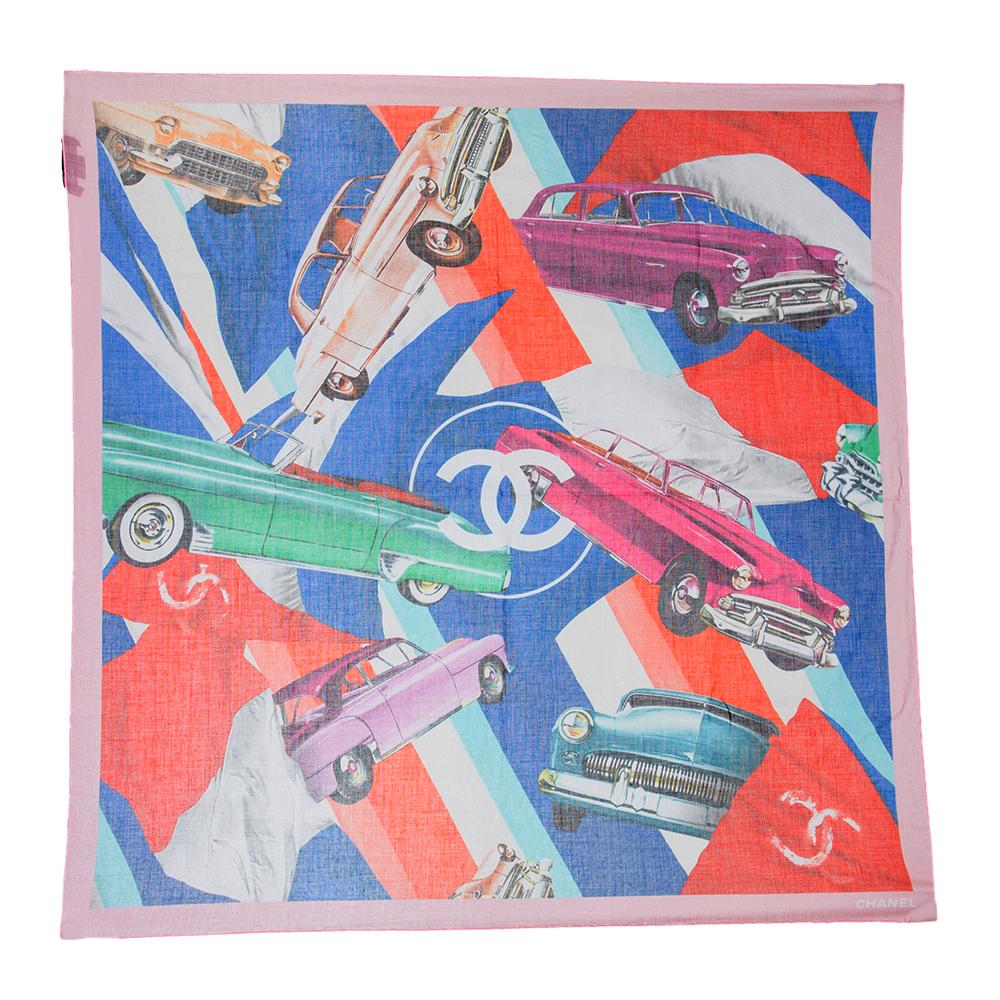 Chanel's signature elegance and sophistication are evident in not just their handbags but also in their accessories. This simple yet meaningful and stylish scarf from the brand is crafted in pure cotton in a perfect square shape. It is printed with