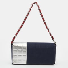 Chanel Mehrfarbige Vintage-Tasche aus Denim und Leder mit Klappe