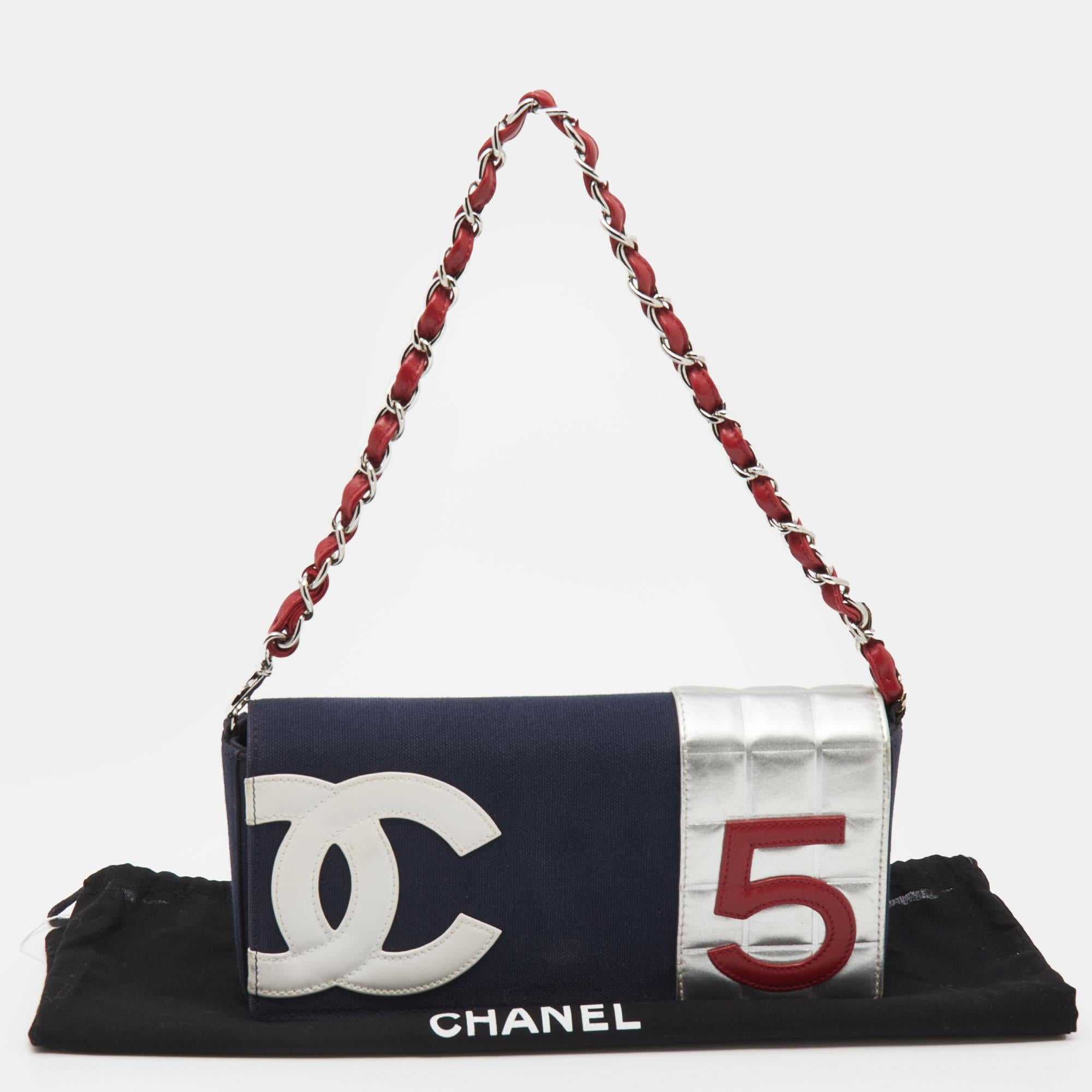 Black Chanel Multicolor Denim And Leather Vintage Number 5 Flap Bag