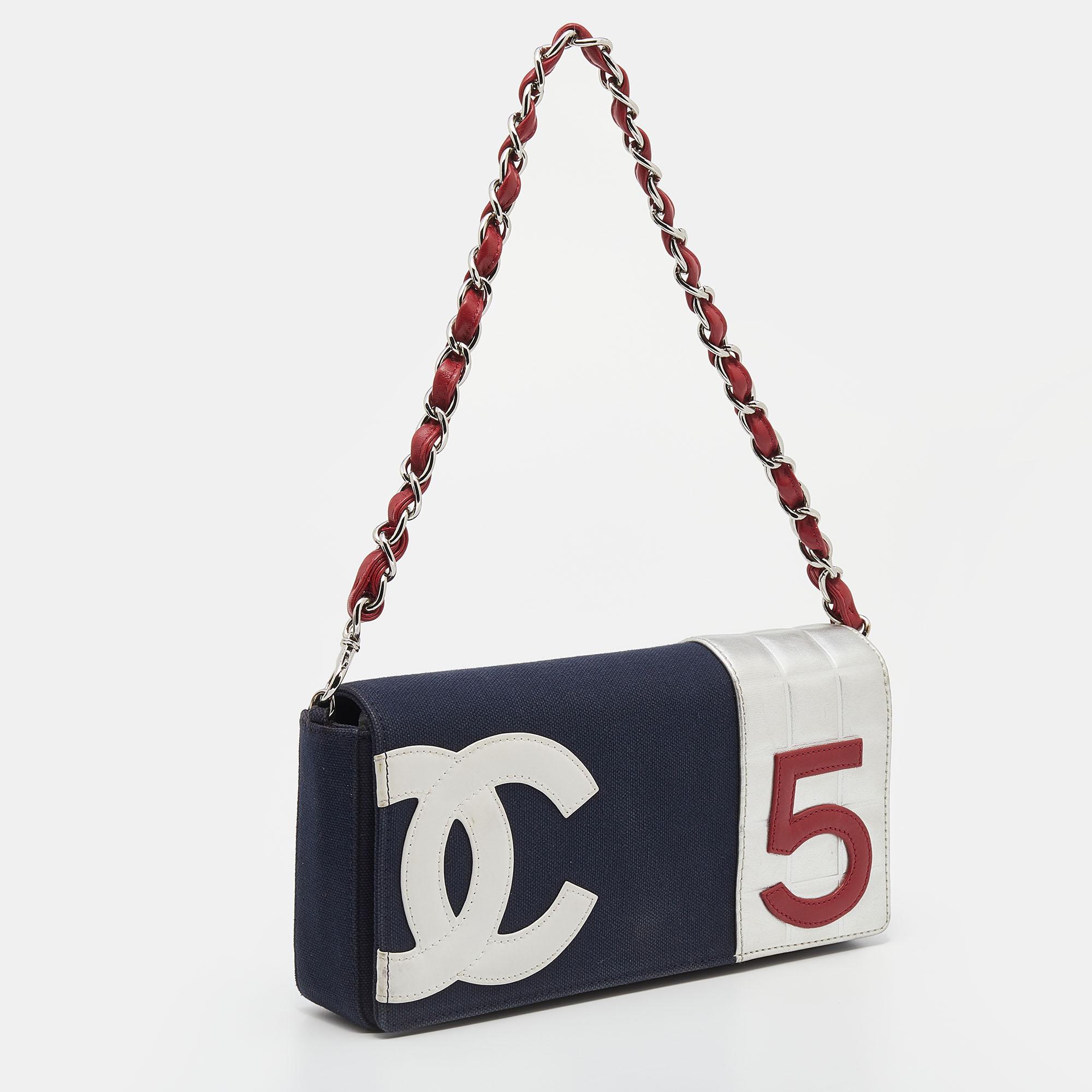 Women's Chanel Multicolor Denim And Leather Vintage Number 5 Flap Bag
