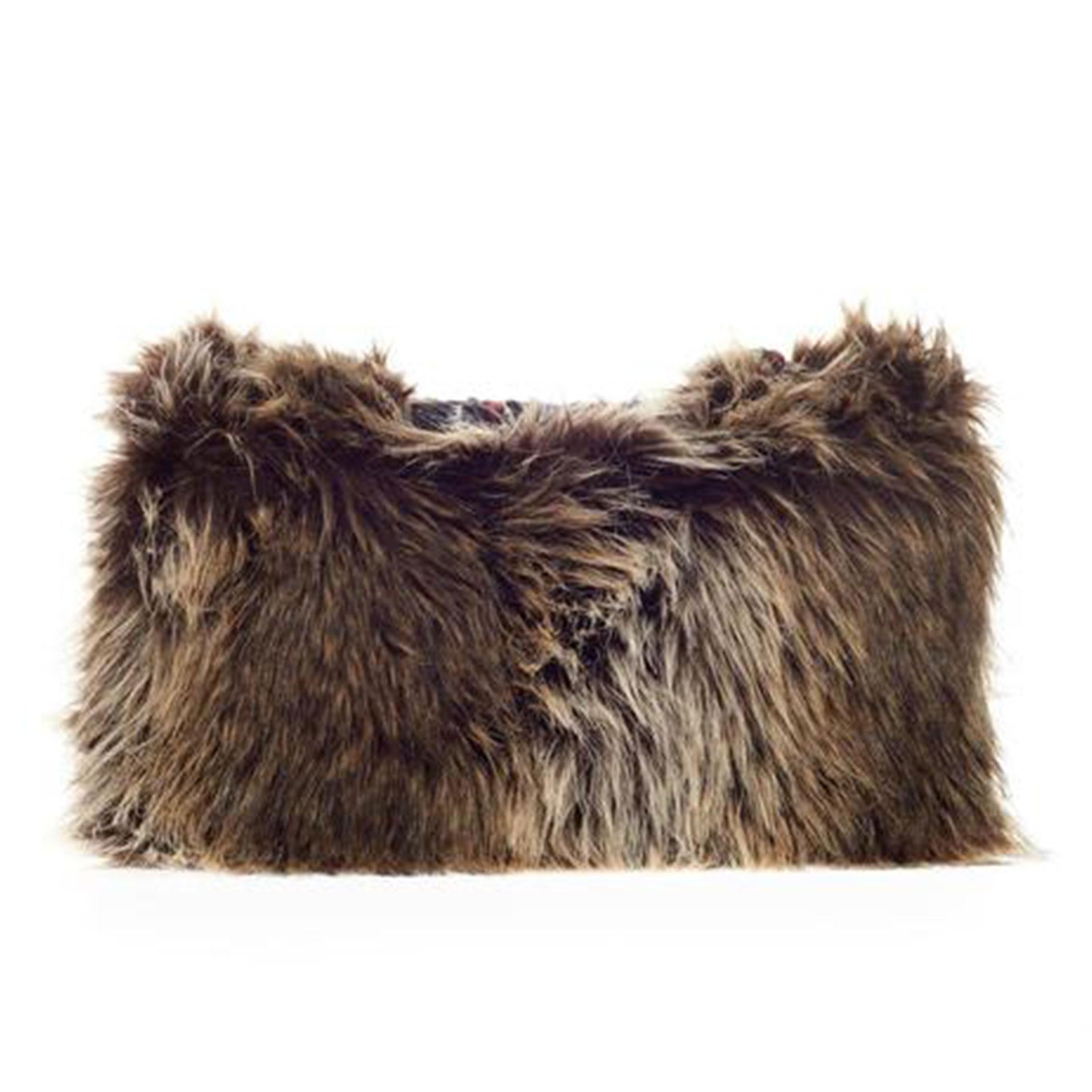 Chanel Multicolor Faux Fur Tweed XL Maxi Jumbo Classic Flap Shoulder Bag In Good Condition For Sale In Miami, FL