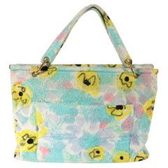 Chanel Multicolor Floral Print Terrycloth Frame Tote