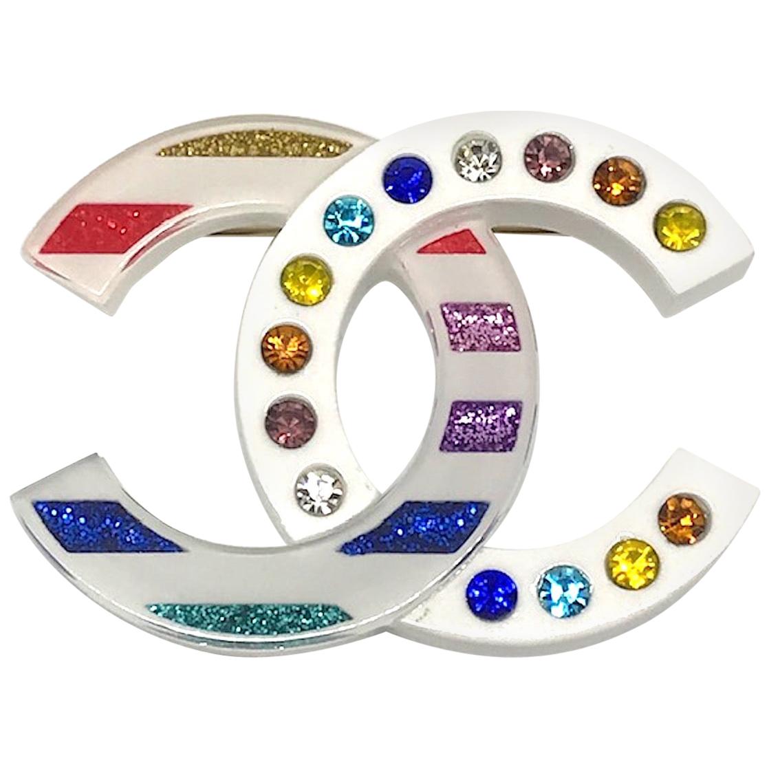 Chanel Multicolor Glitter Lucite Pin, 2019 Collection