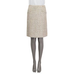 CHANEL multicolor & gold 2005 LUREX TWEED Skirt 38 S