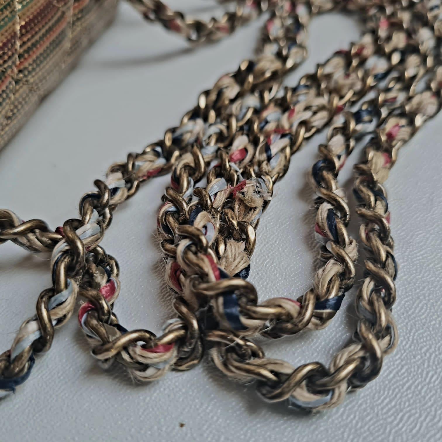 Chanel Multicolor Gold Metallic Raffia Woven Mini Flap Bag 10