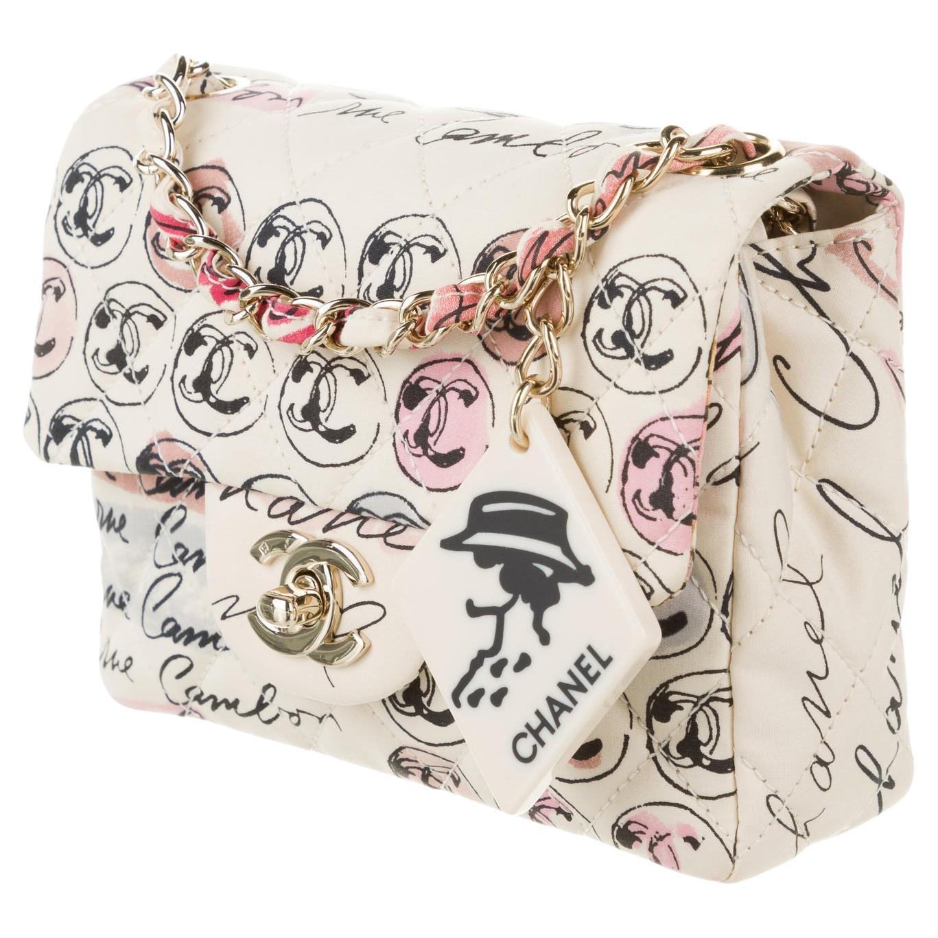 Chanel Multicolor Graffiti Creme Mini Square CC Logo Print Classic