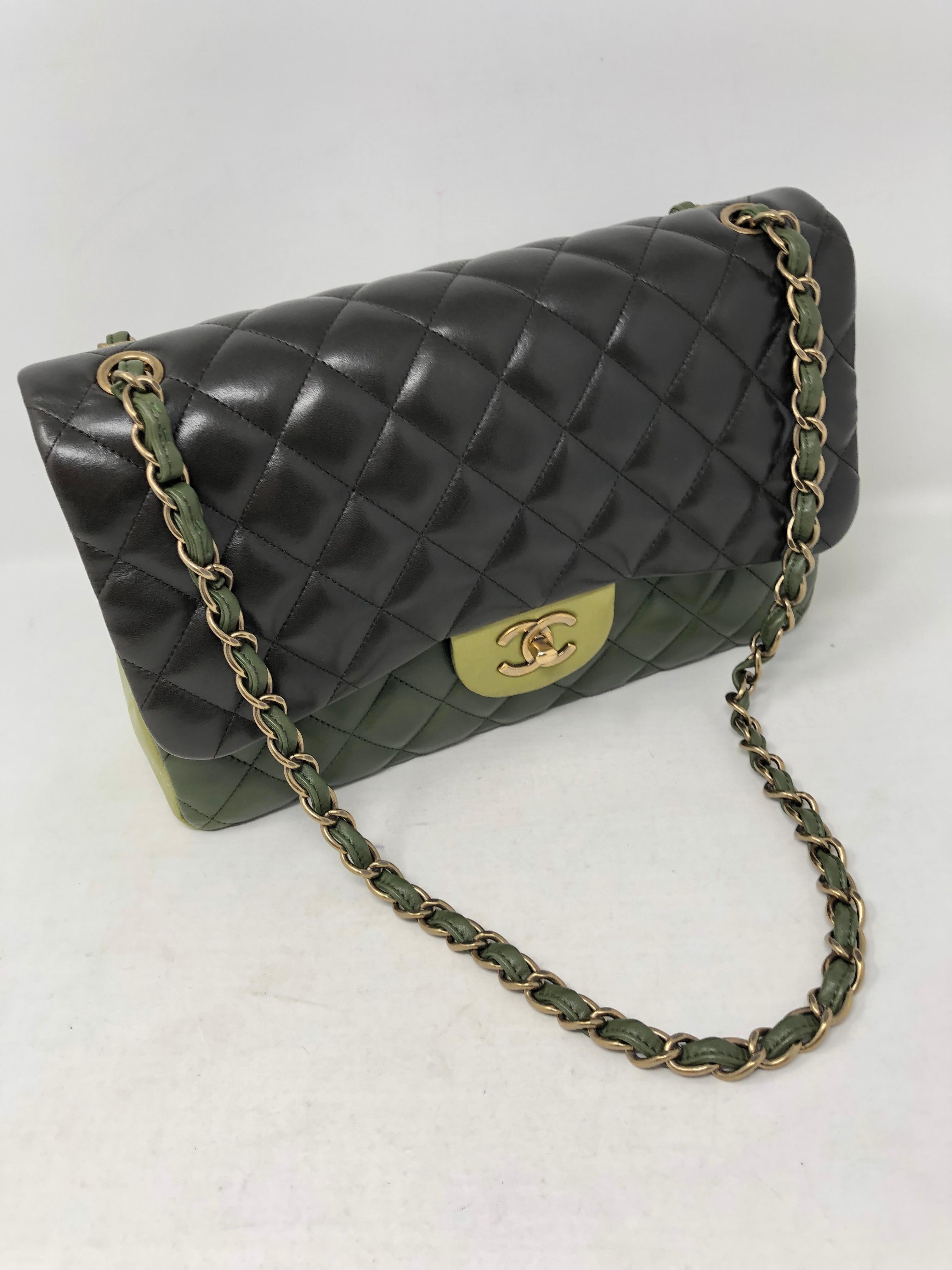Chanel Multicolor Green Double Flap Bag (Schwarz)