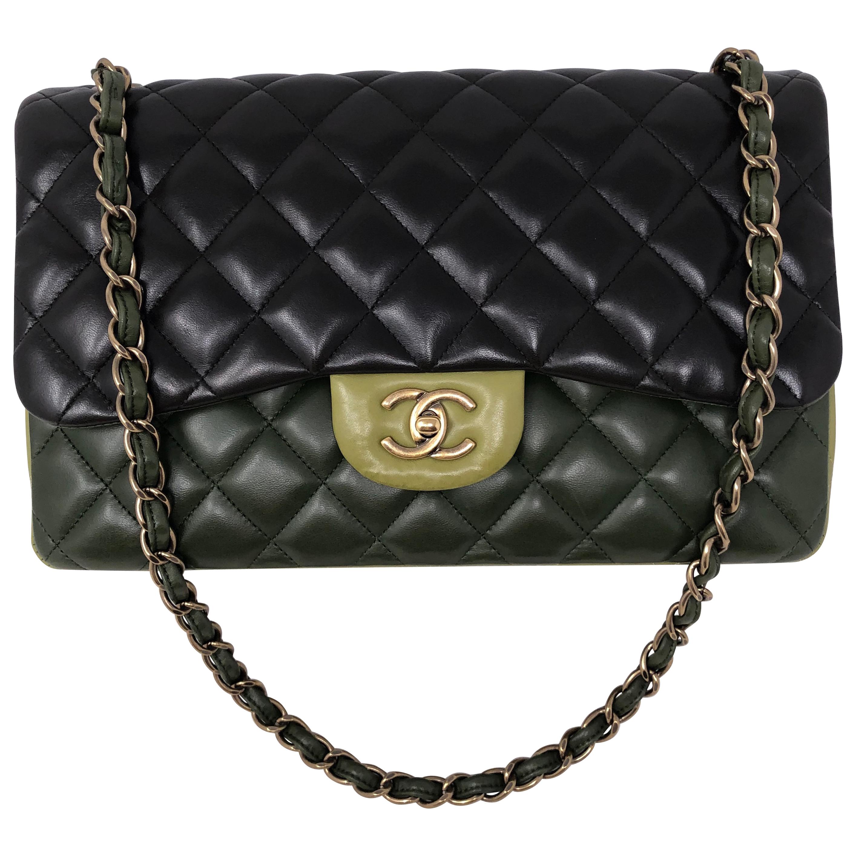 Chanel Multicolor Green Double Flap Bag