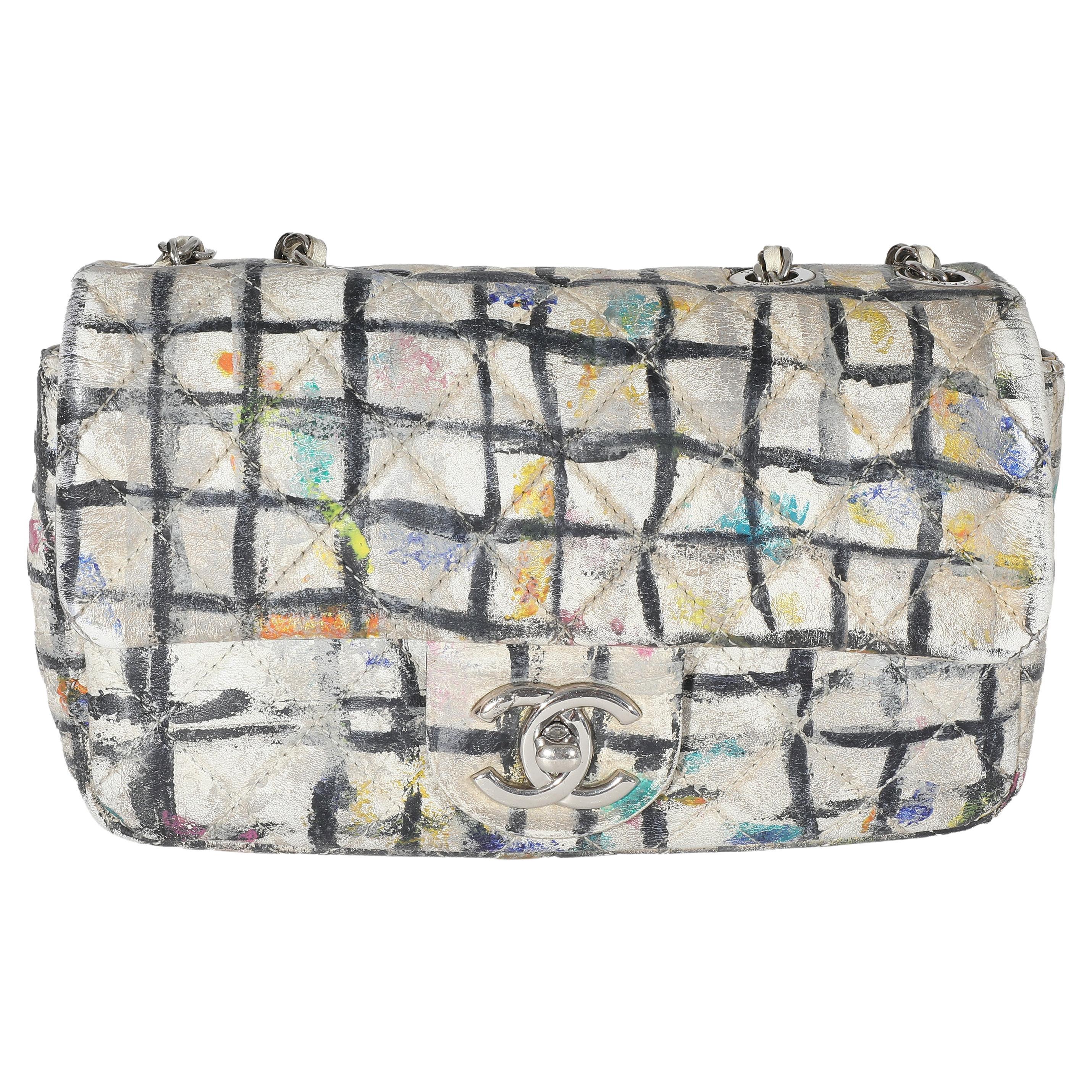 Chanel Multicolor Hand Painted Calfskin Graffiti Mini Flap Bag For