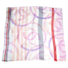 Chanel Multicolor Interlocking CC Printed Silk & Cashmere Pashmina Shawl
