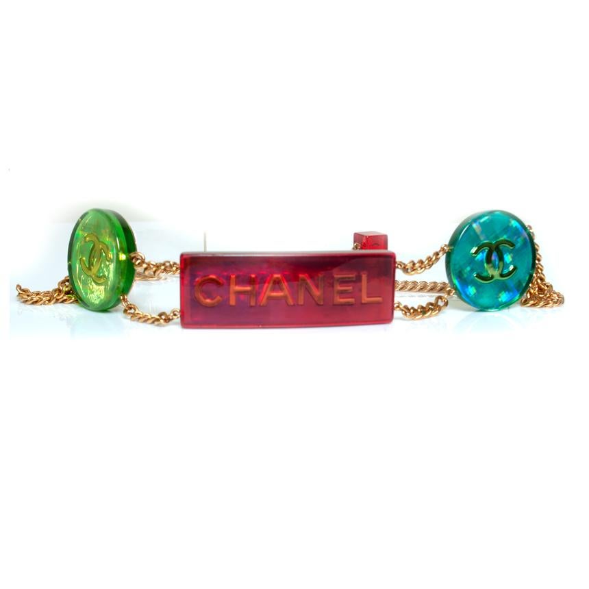 Chanel, mehrfarbig schillernder Kettengürtel Damen im Angebot