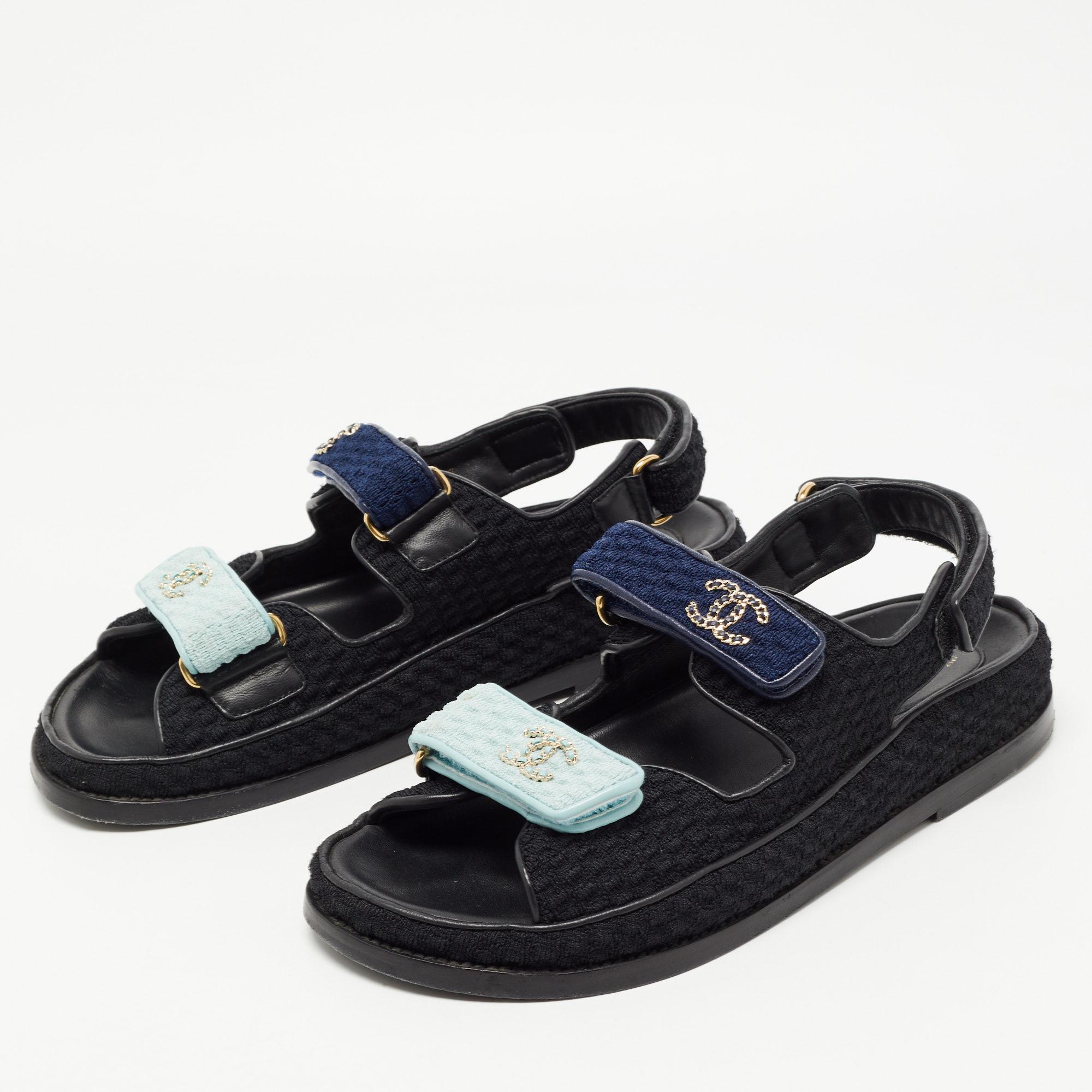 chanel leather dad sandals