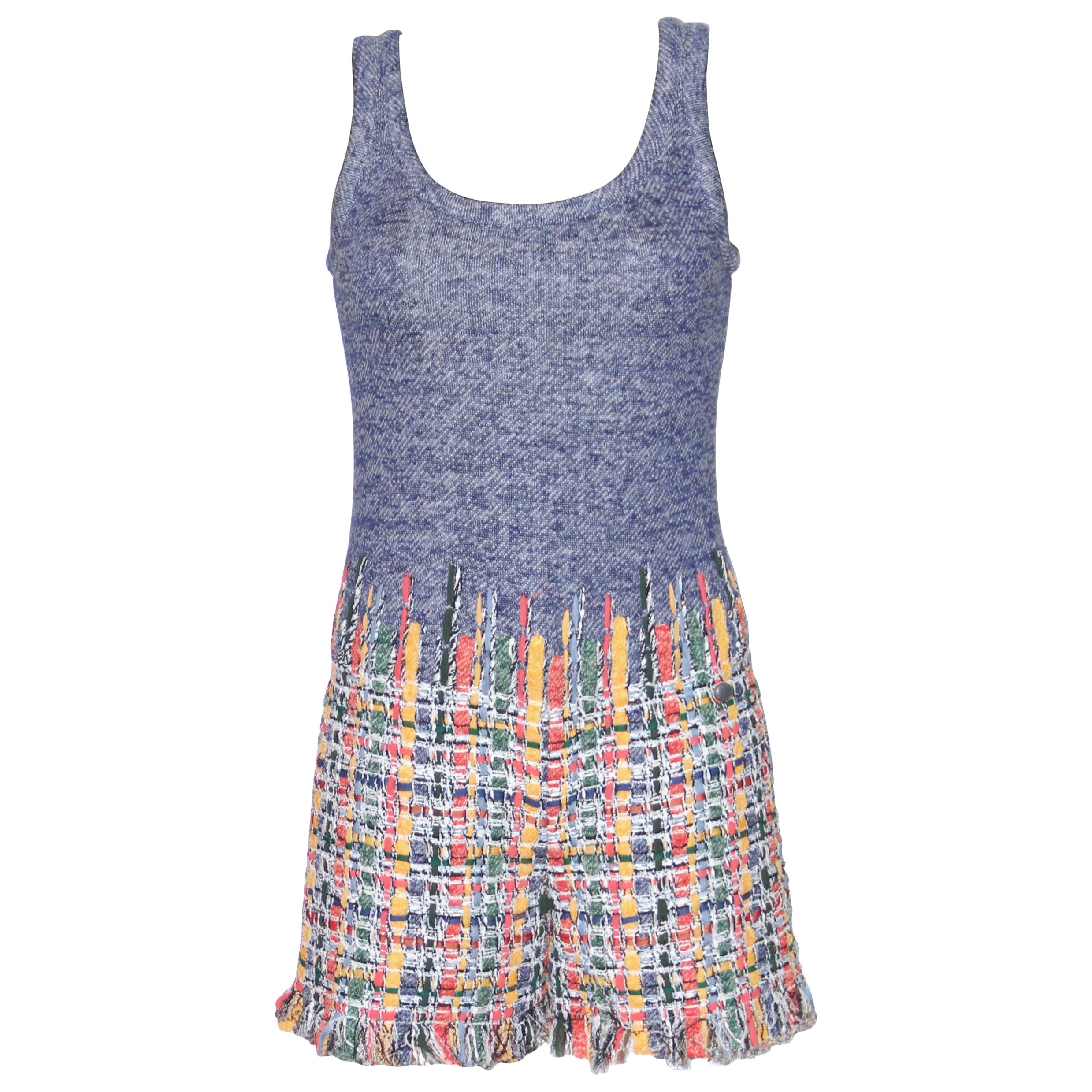 Chanel Multicolor Knit Tweed Short Jumpsuit